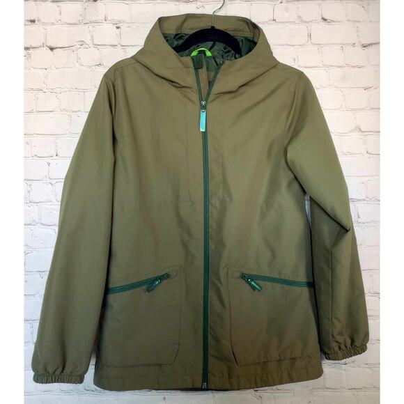 Champion Hooded Jacket Olive Green Lightweight Womens Size Large 12 14 Full Zip - Picture 1 of 10